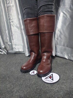 Revolutionary War Colonial Riding Leather Boot With Rubber Long Boot,  Boot