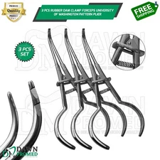 3 Pcs Rubber Dam Clamp Forceps University of Washington Pattern German Grade