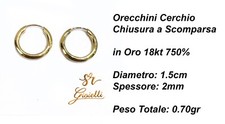 YOUNGYUE Orecchini A Cerchio In Oro 14K - Tubo Cavo Leggero 30 40 50 Mm Ipoallergenici H 1169914