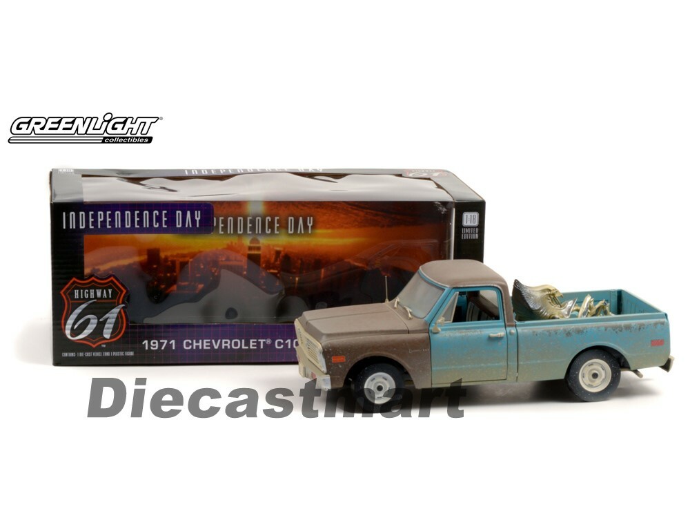 ハイウェイ61　インデペンデンス・デイ　シボレー　C-10 & エイリアン Highway 61 1:18 Independence Day 1971 Chevy C10 Weathered