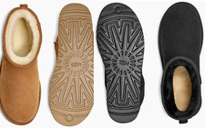 UGG Boots Classic Mini Boot Shearling Black Suede Stiefel Schuhe Shoes Lammfell