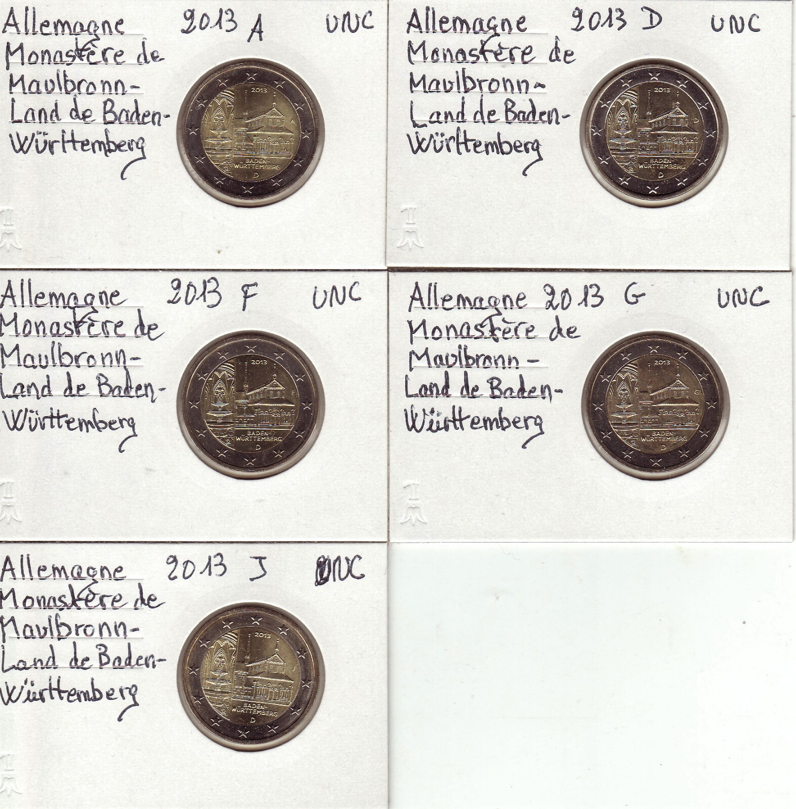 Valeur Piece 2 Euros Baden Württemberg 2013 ALLEMAGNE 2013, 2 Euro X 5 Ateliers, BADEN WÜRTTEMBERG / 2 € Commémo UNC ss  étui | eBay