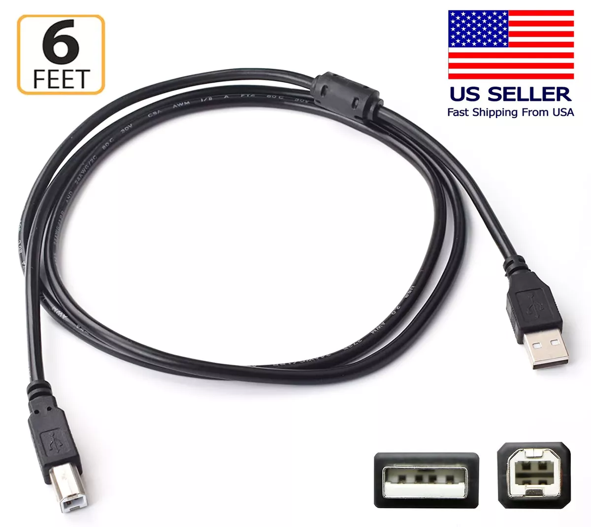 6FT USB 2.0 Cable for Yamaha Keyboard Synthesizers: Motif 6, Motif
