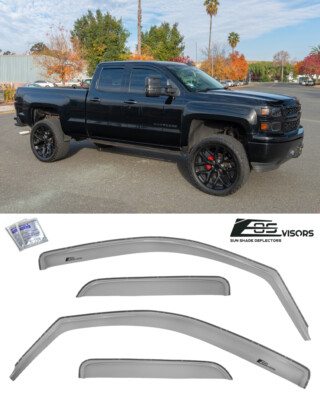 EOS Visors For 14-18 Silverado 1500 Double Cab IN-CHANNEL Sun Shades Rain Guards