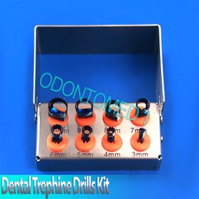 Dental Trephine Drills Kit 8 Pcs Implant Blue Titanium Coated Bur Holder DN-2242