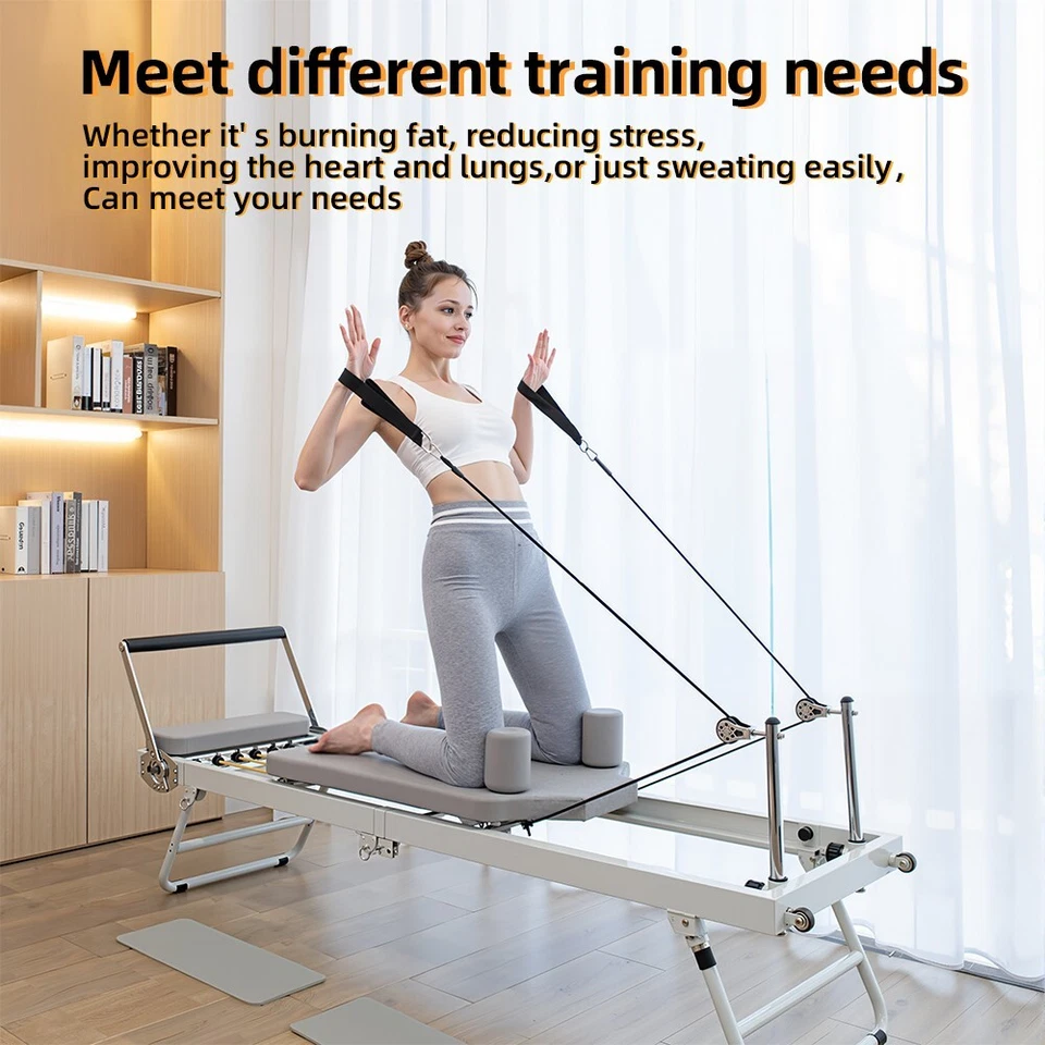 Pilates Reformer Workout Machine Exercise Studio Yoga Latex resistance Foldable - image 2 of 4