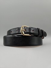 Hand Crafted Java Lizard Leather Belt Size 41 Black Brass USA Made Saddlebags