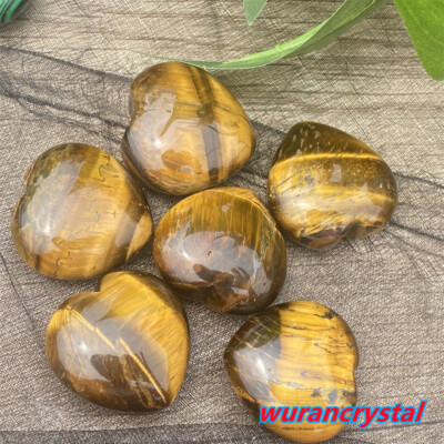 A+ 5pc Natural Tiger s eye jasper Quartz crystal carved point Heart healing gift