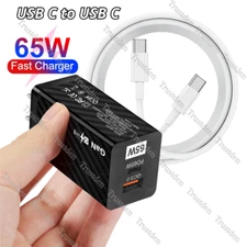 65W GaN Fast Charger PD USB C Cord Power Adapter For iPad Android Samsung Google