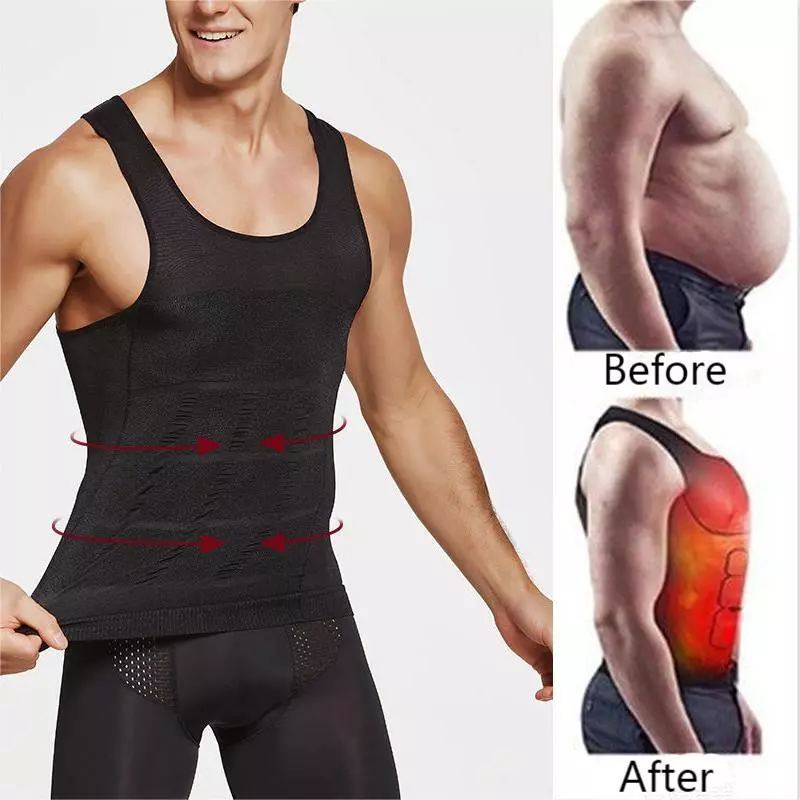 Men Slim Compression Tummy Belly Body Shaper Vest Underwear Trainer  Shapewear