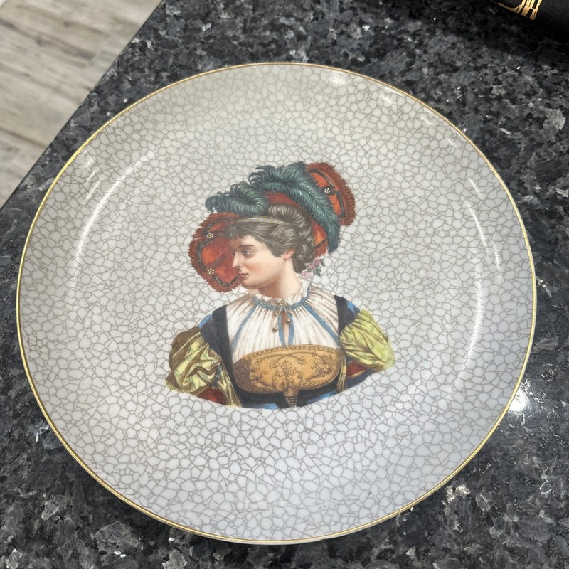 Victorian Lady 12" Portrait Charger Rear Piercings for Wall Hanging