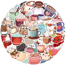 Drinks: Cocoa Stickers Pack, 50PCs Warm Hot Vinyl Decals, Drinks 