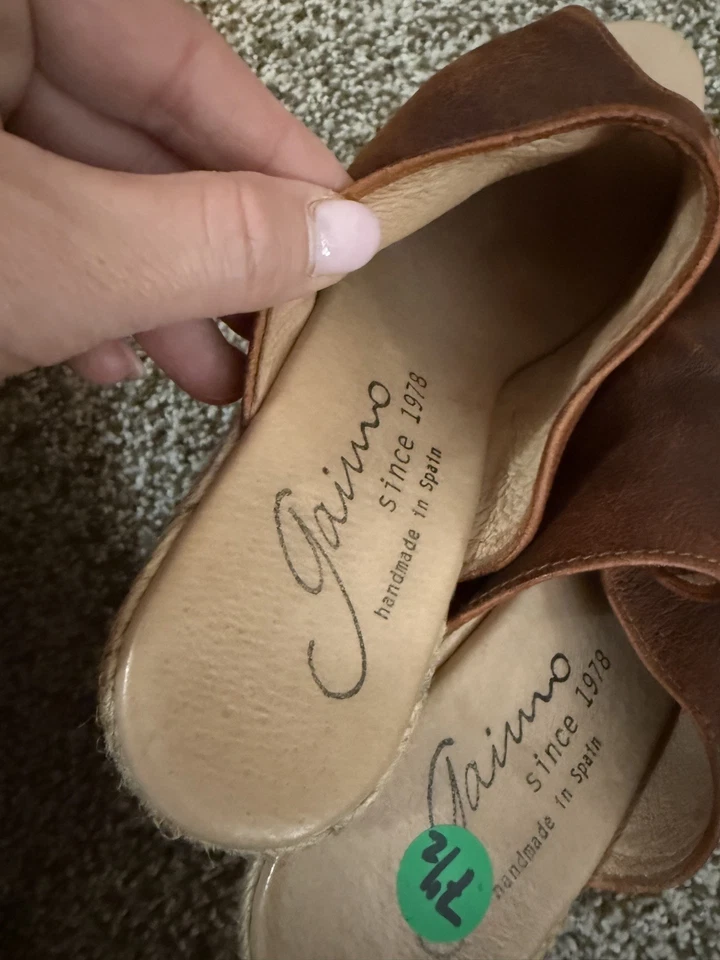 Gaimo Gossa Sandalia Alpargata Cuña Deslizable Cuero Marrón Mujer 7.5 Zapato Sin Cordones Foto 3 de 4