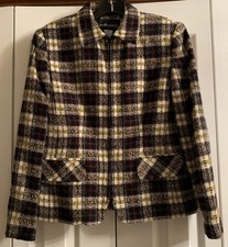 Sag Harbor Petite 6 Vtg Double Zip Front Plaid Jacket Multicolor Faux Pockets