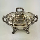 Antique 19th Century Sheffield Silver Plate Sauce Tureen Ornat Foliage Design