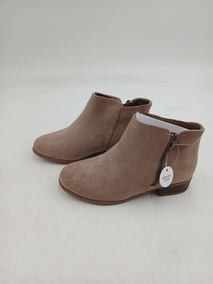 Sonoma Ankle Boots Girls Size 2 Beige Taupe Zip Memory Foam Microfiber Booties
