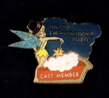Disney 2010 Cast Member Tinker Bell Pilgrim Hat Happy Pin