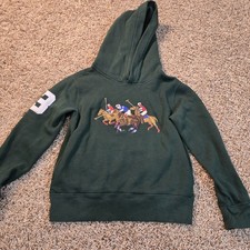 Polo Ralph Lauren Equestrian Triple Pony Hoodie - Kids Size 8 Green