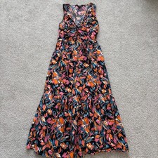 French Connection Maxi Dress Womens S Pink Orange Floral Sleeveless Twist