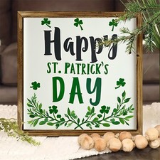 Irish Wooden Plaque Happy St. Patrick's Day Shamrock Farmhouse Wall Decoration