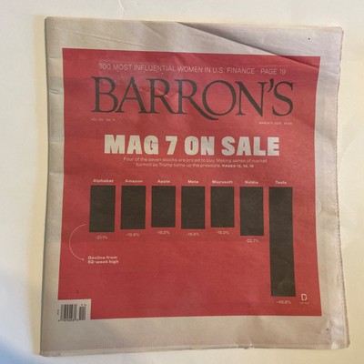 Barron s Newspaper March 17, 2025 Mag 7 On Sale. Very Good  Condition.