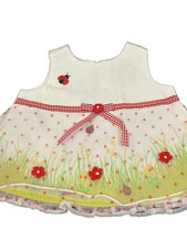 VTG Ladybug Dress Polka dot Lace overlay Youngland Girl Sz Newborn 6-9 Mo