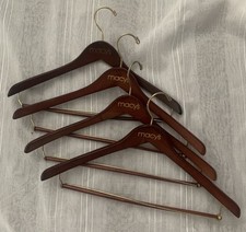 Lot Of 5 Macy's Brown Wooden, Wood Coat Hanger Suits Blazers Jacket Dress Pants.