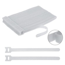 100Pcs Reusable 8 Inches Hook and Loop Cable Ties for Office, Home White 