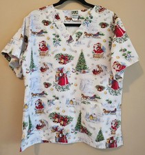 UA Scrubs CHRISTMAS Scrub Top size S , old fashioned scenes, medical