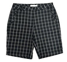 NWT 60 Lady Hagen Twilight Golf Shorts Women's Size 4 Bermuda Black White Plaid