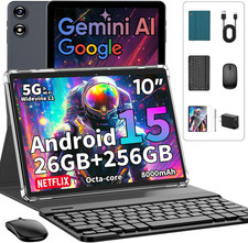2026 Android 15 Tablet with Keyboard, 26GB 256GB 2TB Expand, 10 Inch Tablet PC w