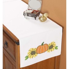 Herrschners  Harvest Time Dresser Scarf Stamped Cross-Stitch