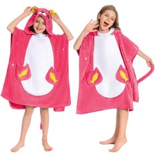 Pink Cat Hooded Beach Towels for 3-12 Years Boys Girls, Soft Absorbent Hooded...