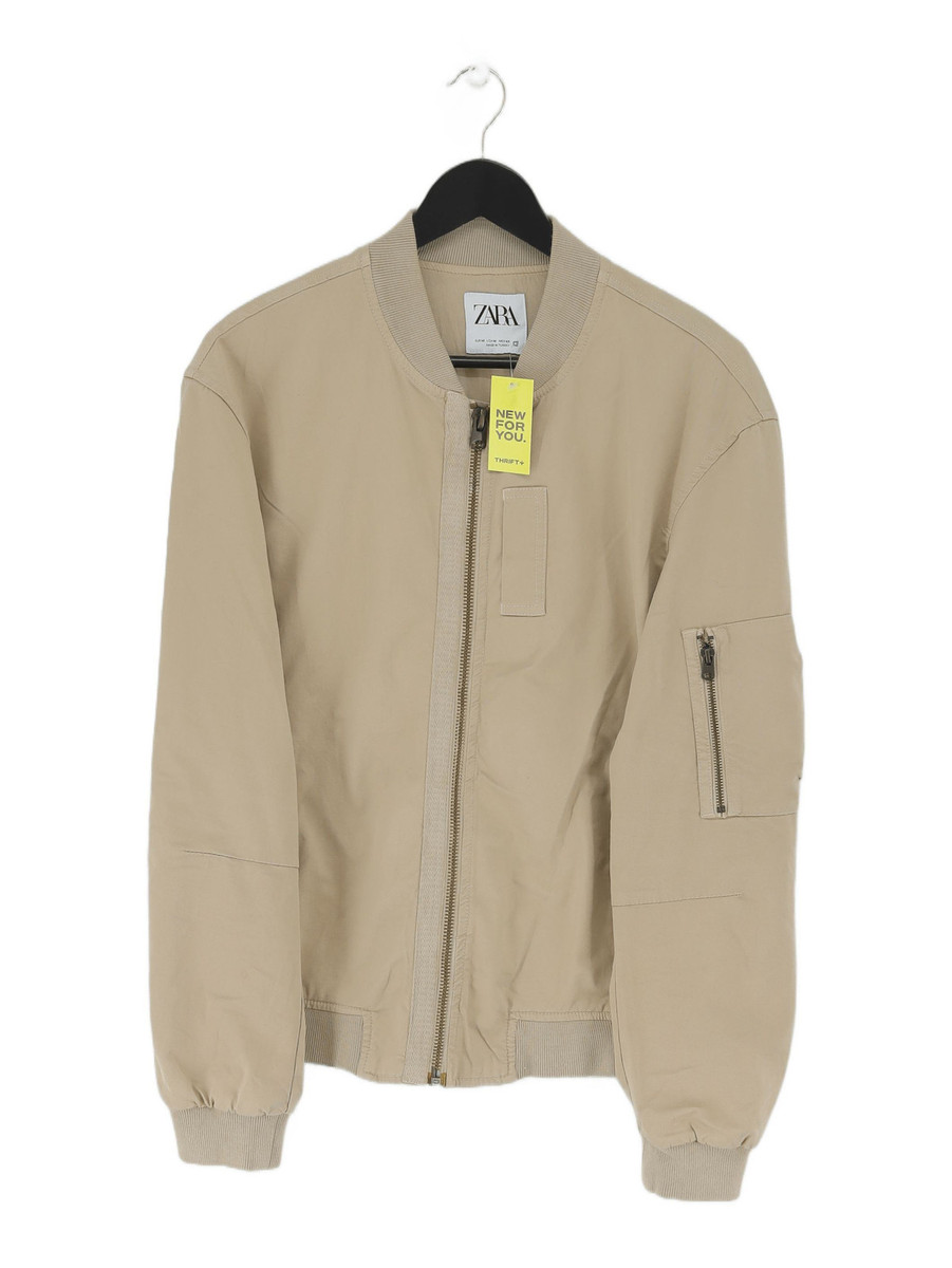 Zara Men's Jacket M Tan Cotton with Elastane Bomber Jacket Zara Men's Jacket M Tan Cotton with Elastane Bomber Jacket