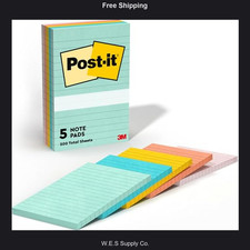 Post-it Notes 4 x 6 Lined Sticky Notes Beachside Cafe Collection 5 Pack