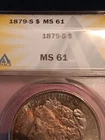 graded MS61 toning 1879s Morgan dollar