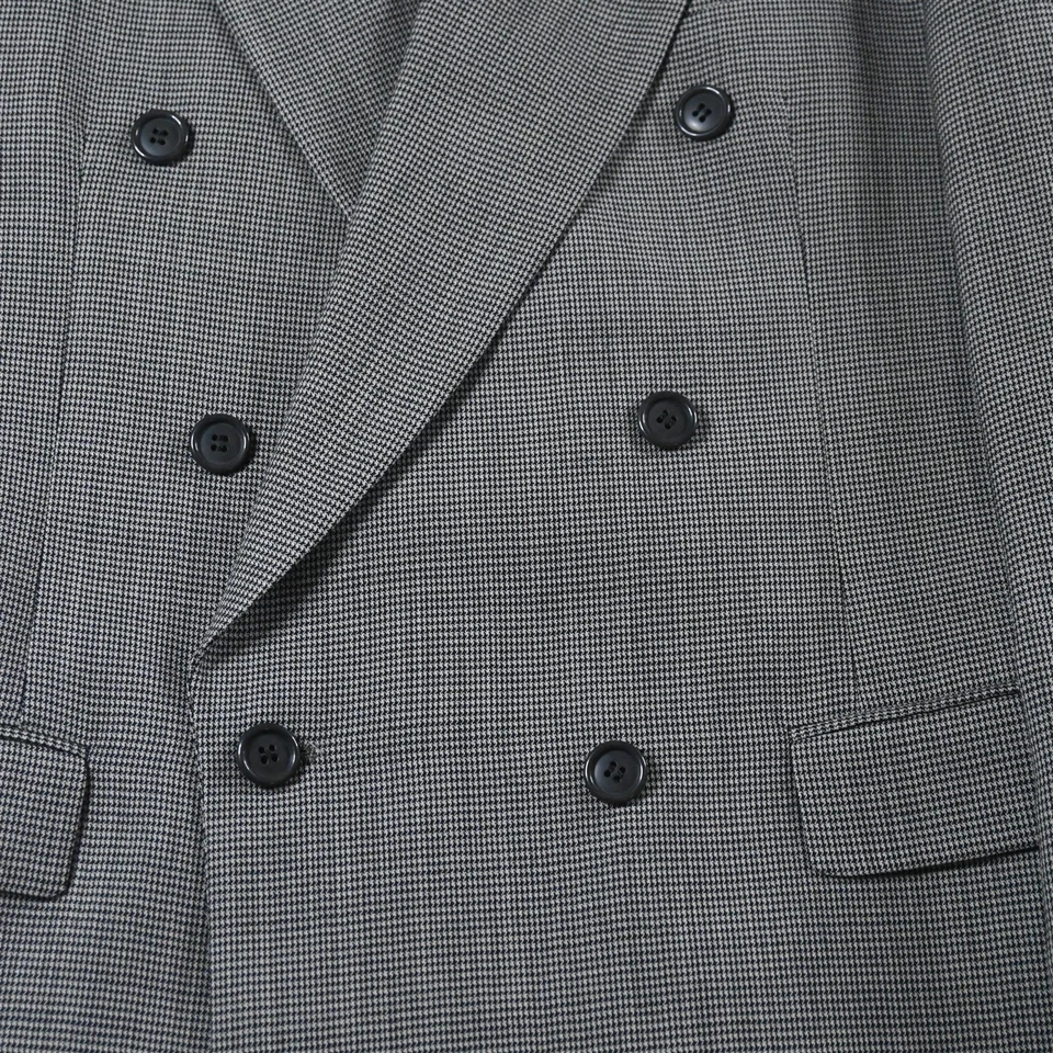 Chaqueta Blazer Abrigo Deportivo De Colección Hecha en EE. UU. Doble Pecho 42R Gris Pata de Gallo Foto 3 de 4