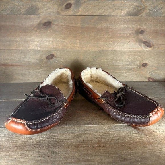Zapatilla ll bean bisonte doble suela hombre talla 12 marrón cuero piel de oveja forrada Foto 4 de 4