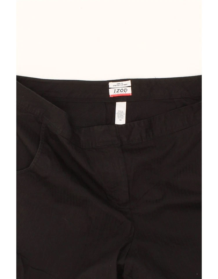 Bermuda cargo feminina IZOD cintura alta elástica EUA 14 XL W34 preta algodão AH07 - Imagem 3 de 3