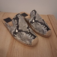 Tory Burch Max Snake Embossed Espadrilles Slides Mules Shoes Size 7.5