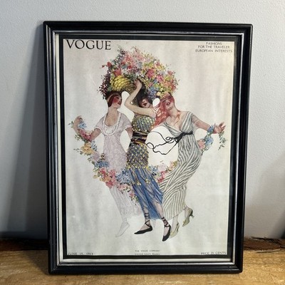 VOGUE COVER JUNE 1913 FRAMED ART NOUVEAU PRINT VINTAGE 1970, 12 x15 