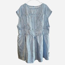 ASOS Design Curve Dress Women's Plus Size 22 Blue Brown Striped Tiered Babydoll