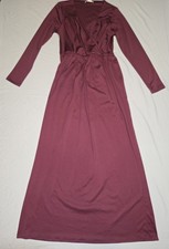Koh Koh Long Sleeve Wrap V Neck Maxi Dress Mauve Medium Stretchy Flowy Boho