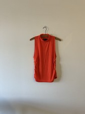 NEW Prana Blazing Star Sleeveless Ruched Fireside Orange Tank M Waffle Knit