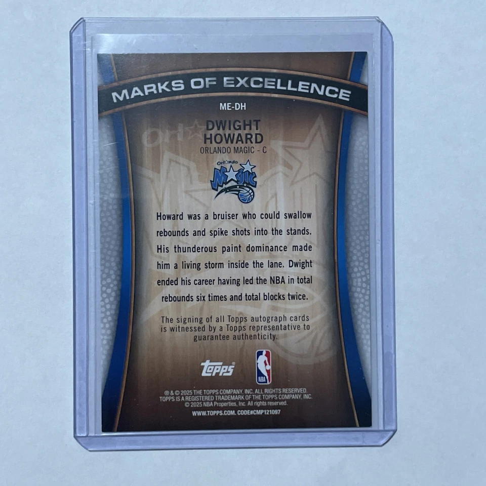 Dwight Howard 2025-26 Topps Marcas de Excelencia Automático #ME-DH Orlando Magic Foto 2 de 2