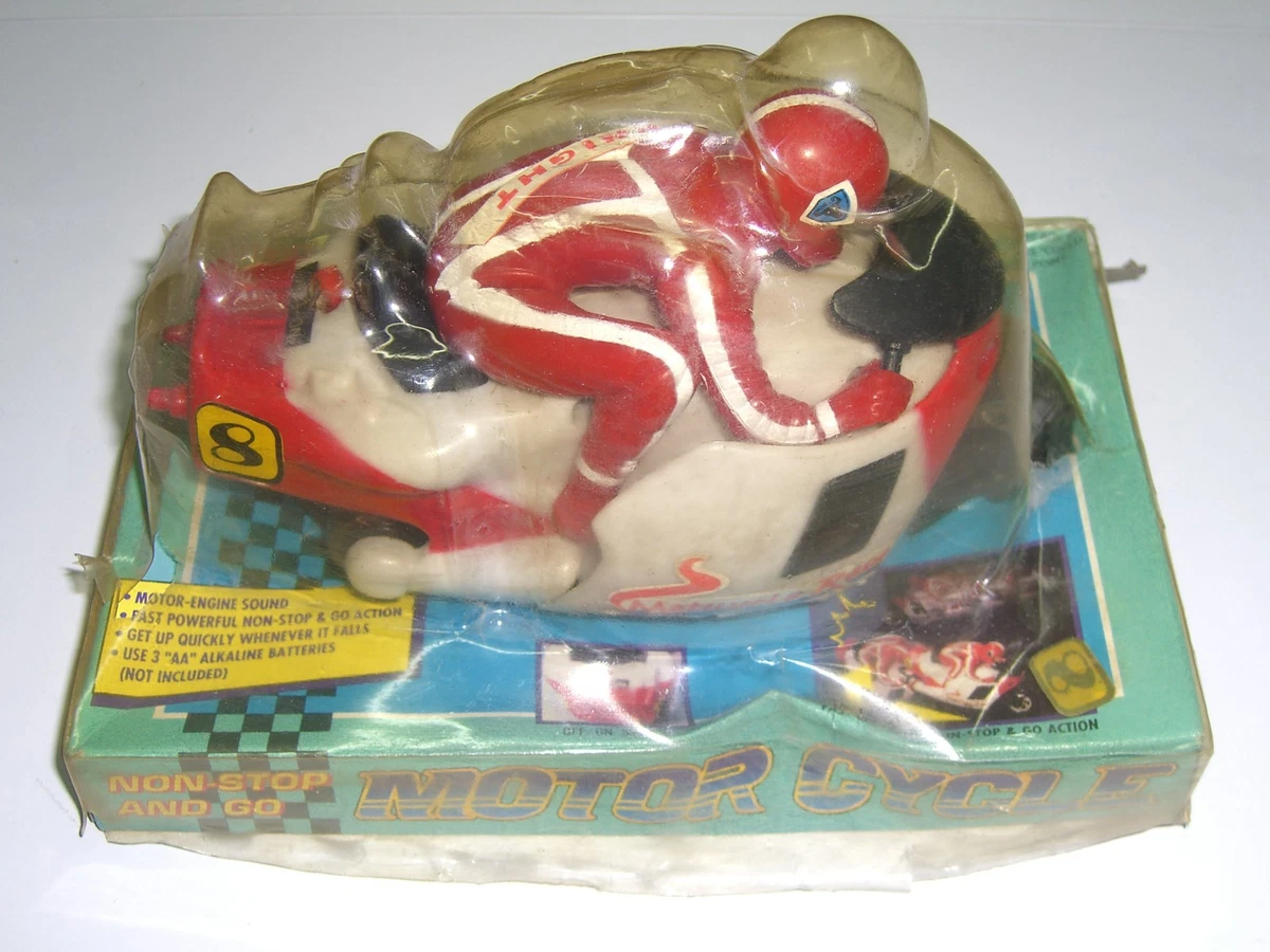 80 S VINTAGE RACING CYCLE BIKE MOTORCYCLE NON STOP BATTERY OPERATED TOY MIB