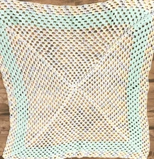 Vintage Handmade Crocheted Pastel Baby Afghan Blanket Throw 50 inch Square