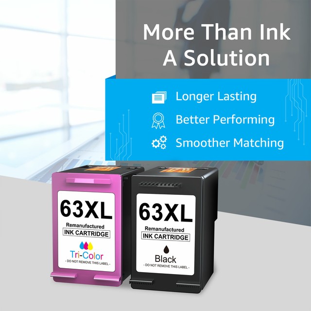 2x 63XL Ink Cartridge for HP OfficeJet 3830 4650 4654 4655 ENVY 4512