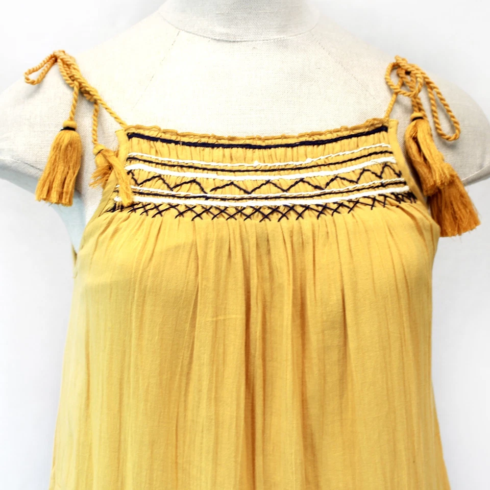 Новый бархат на Graham & Spencer богемное со сборками с подкладкой горчичное платье с карманами маленький - Изображение 3 из 4