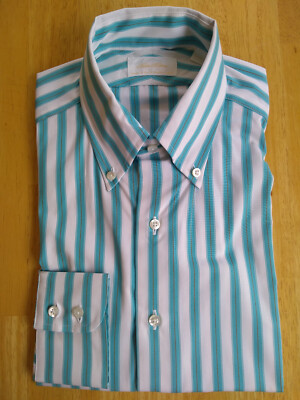 NWOT Brooks Brothers Golden Fleece Stripe Button Down 15.5-32 Milano MSRP $225